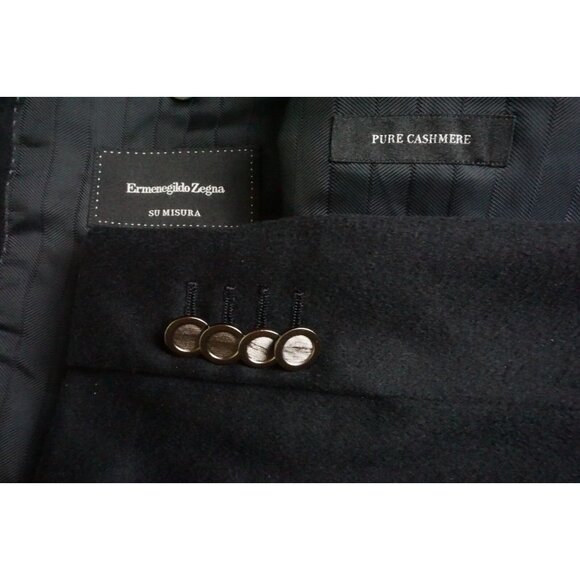 Ermenegildo Zegna Roma Fit Pure Cashmere Solid Black Sport Coat Jacket Sz 44L